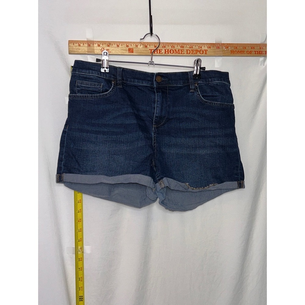 New York & Company Soho Jeans Dark Wash Cuffed Denim‎ Shorts Womens Size 12